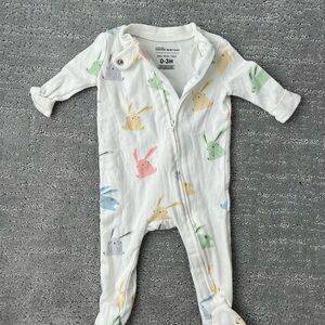 White Baby One Piece with bunny Print